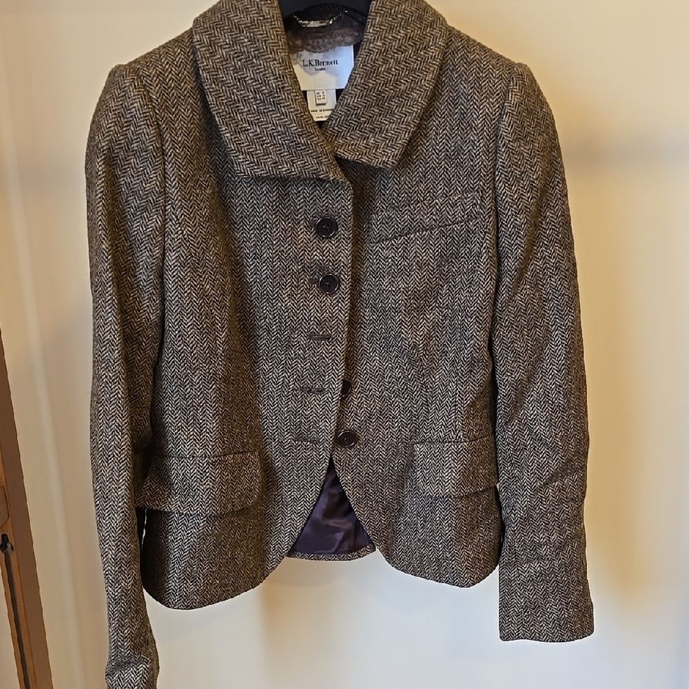 L.K. BENNETT Women's Brown Herringbone Jacket